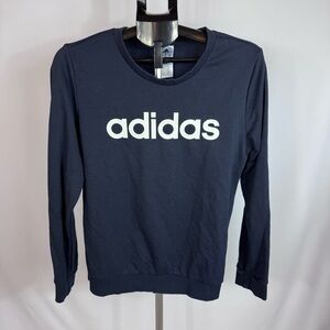 Adidas Logo Sweatshirt Womens Medium Navy Blue Lightweight Athleisure